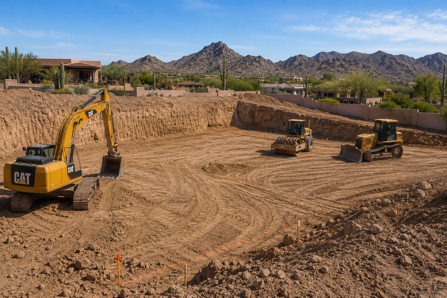 Excavation and grading site preparation
