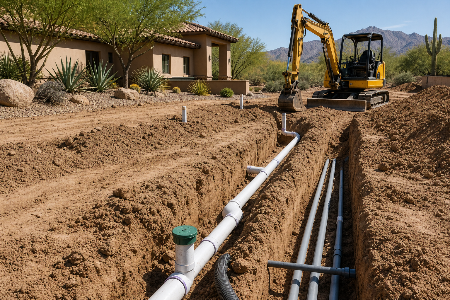 Underground utility trenching and conduit installation