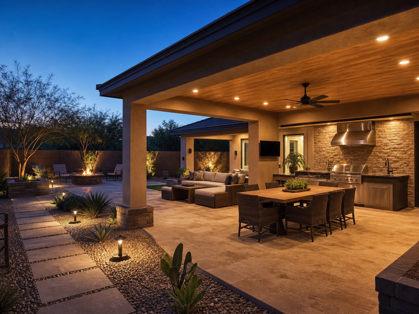 Covered Arizona outdoor living space