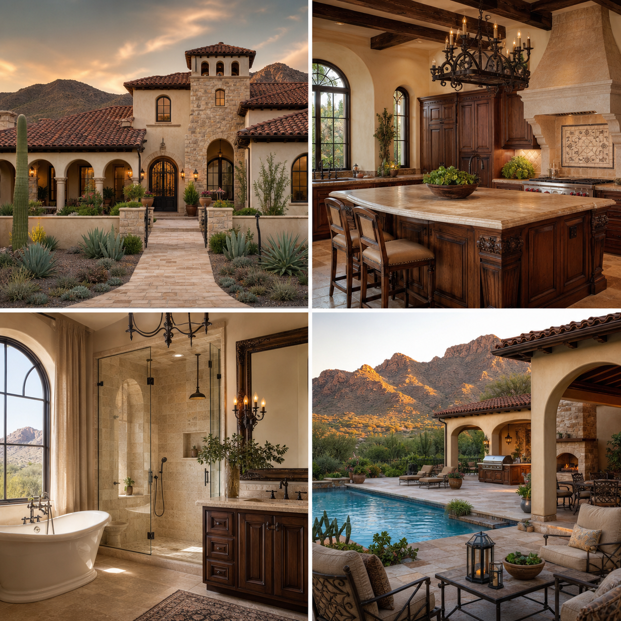 Desert Modern Arizona home exterior, kitchen, bathroom, and backyard